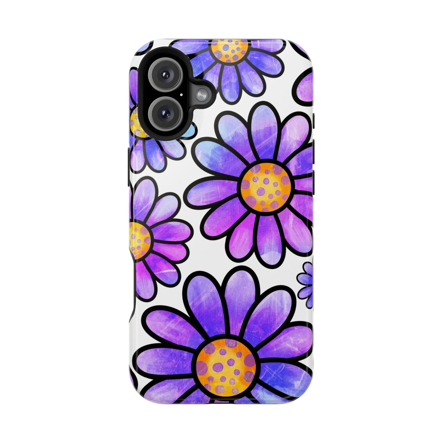 Purple Daisy Delight MagSafe iPhone Case – Slim Profile, Glossy Finish