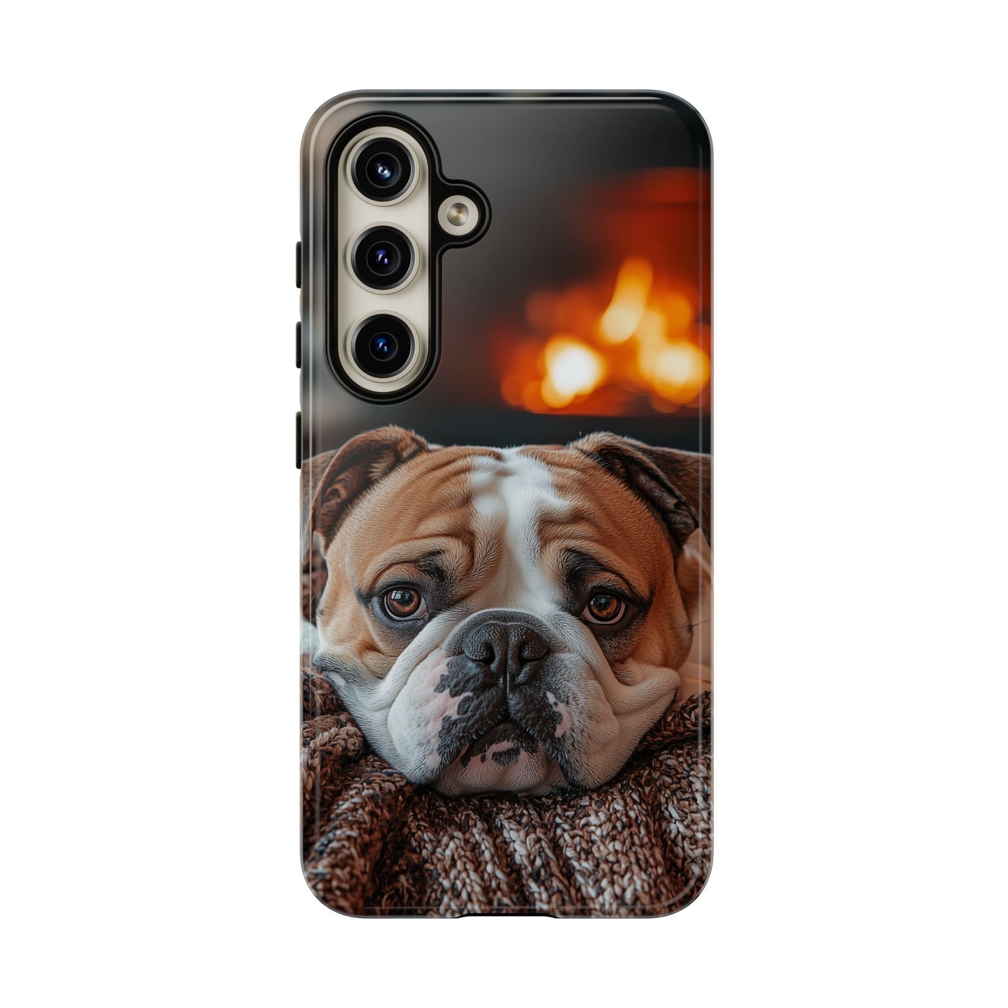 Cozy Bulldog Samsung Galaxy Case – Fireside-Inspired Protective Cover