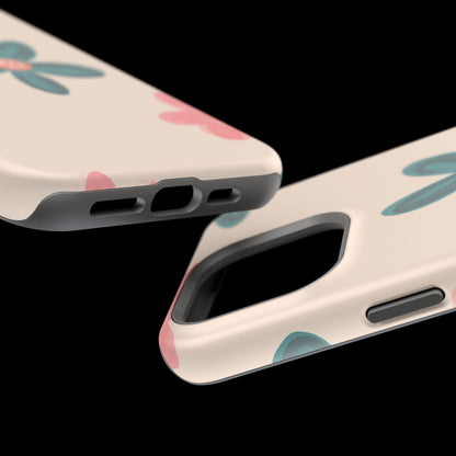 Vintage Floral Tough MagSafe iPhone Case – Soft Matte Finish with Dual-Layer Protection