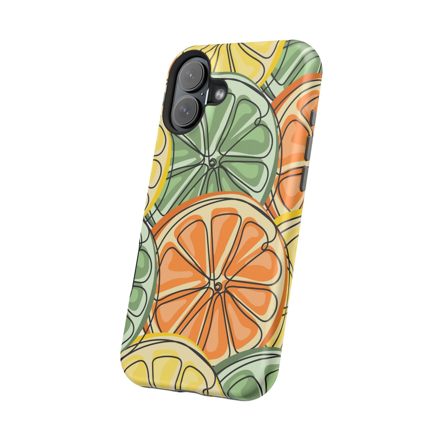 Citrus Zest Tough MagSafe iPhone Case – Bold Lime, Lemon, and Orange Design, Shockproof Protection