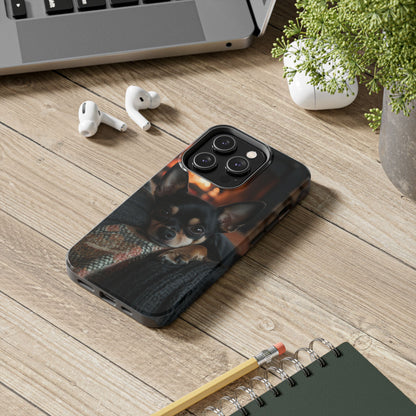 Cozy Chihuahua Fireplace iPhone Case – Warm and Stylish Design