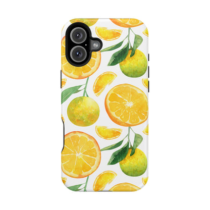 Sunny Citrus Grove Tough MagSafe iPhone Case – Watercolor Orange Design, Dual-Layer Protection