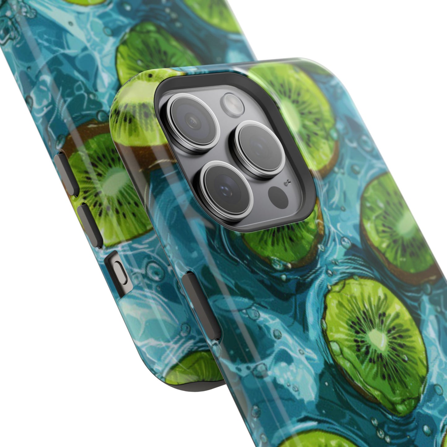 Tropical Kiwi Splash MagSafe iPhone Case – Tough Dual-Layer, Vibrant Summer Design