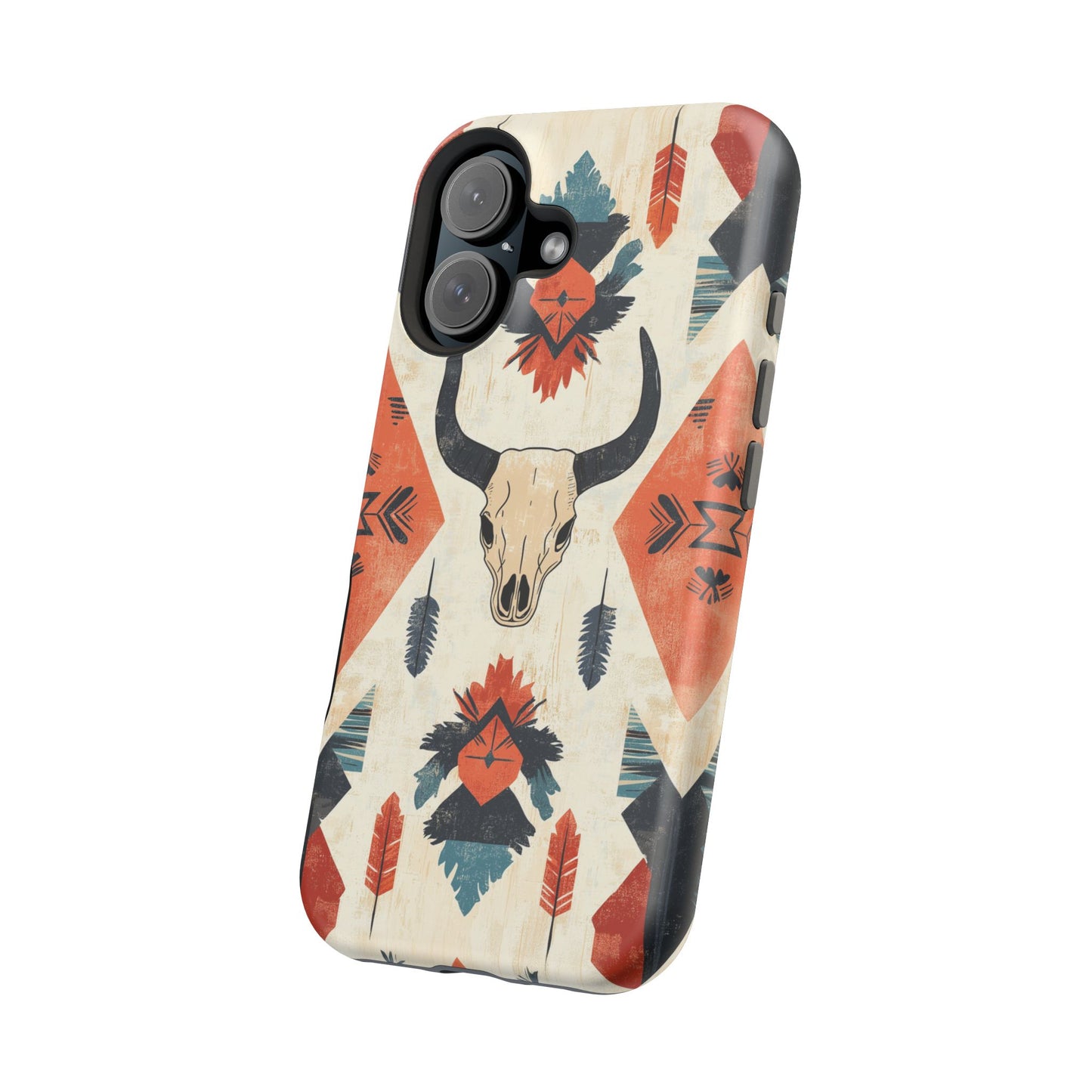 Southwestern Boho Skull Tough MagSafe iPhone Case – Durable Matte Finish, Dual-Layer Protection