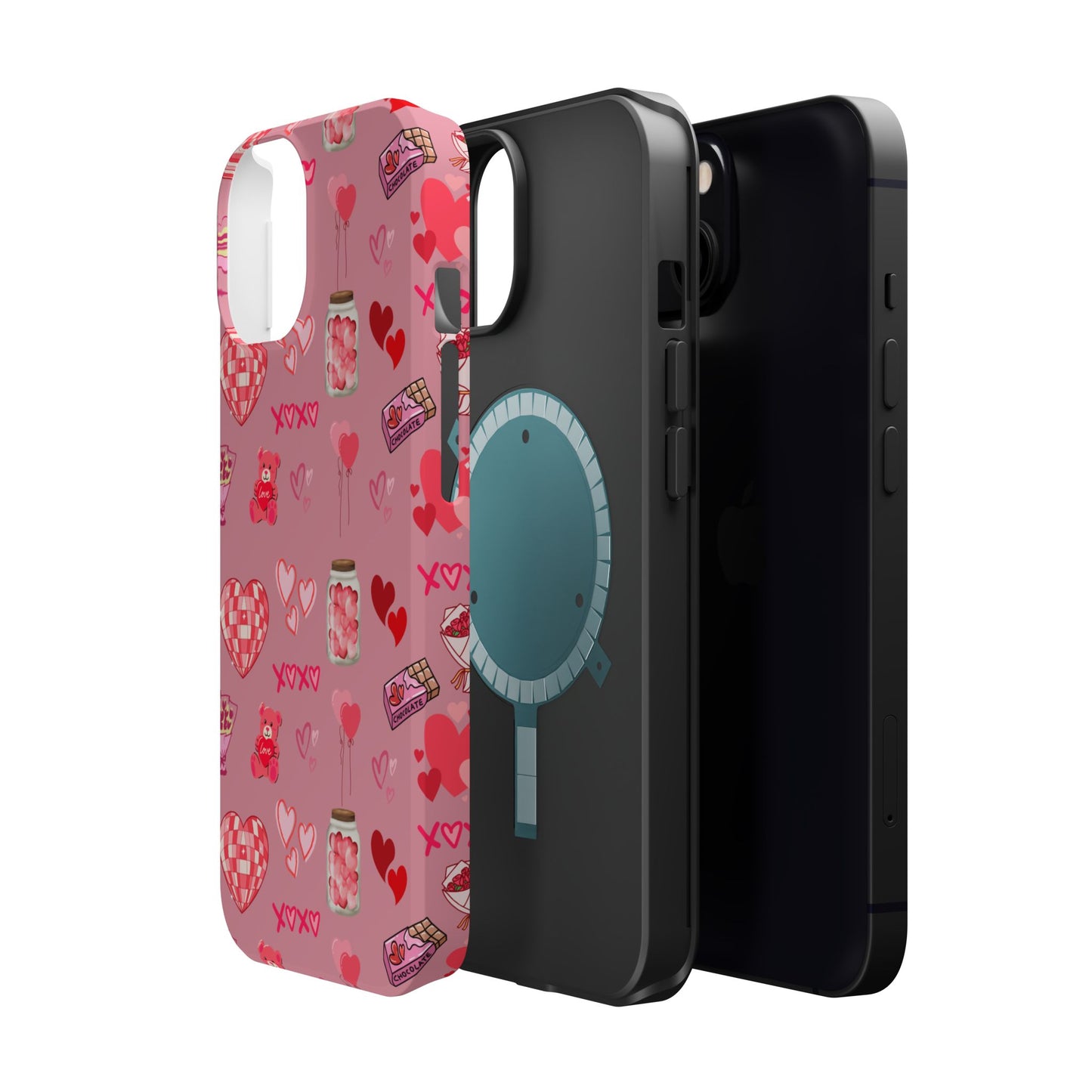 Pink Valentine Love Collage – MagSafe-Compatible iPhone Case