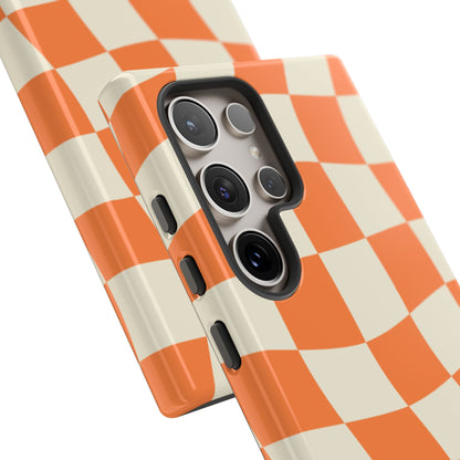 Wavy Retro Checkerboard Samsung Galaxy Case – Shockproof, Matte Finish, Dual-Layer Protection