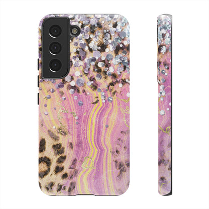 Crystal Glam Leopard - Samsung Galaxy Series Case with Glitter and Gem Accents