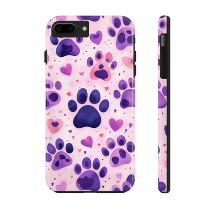 Purple Paw Print iPhone Case - Playful Pet Lover’s Protective Cover