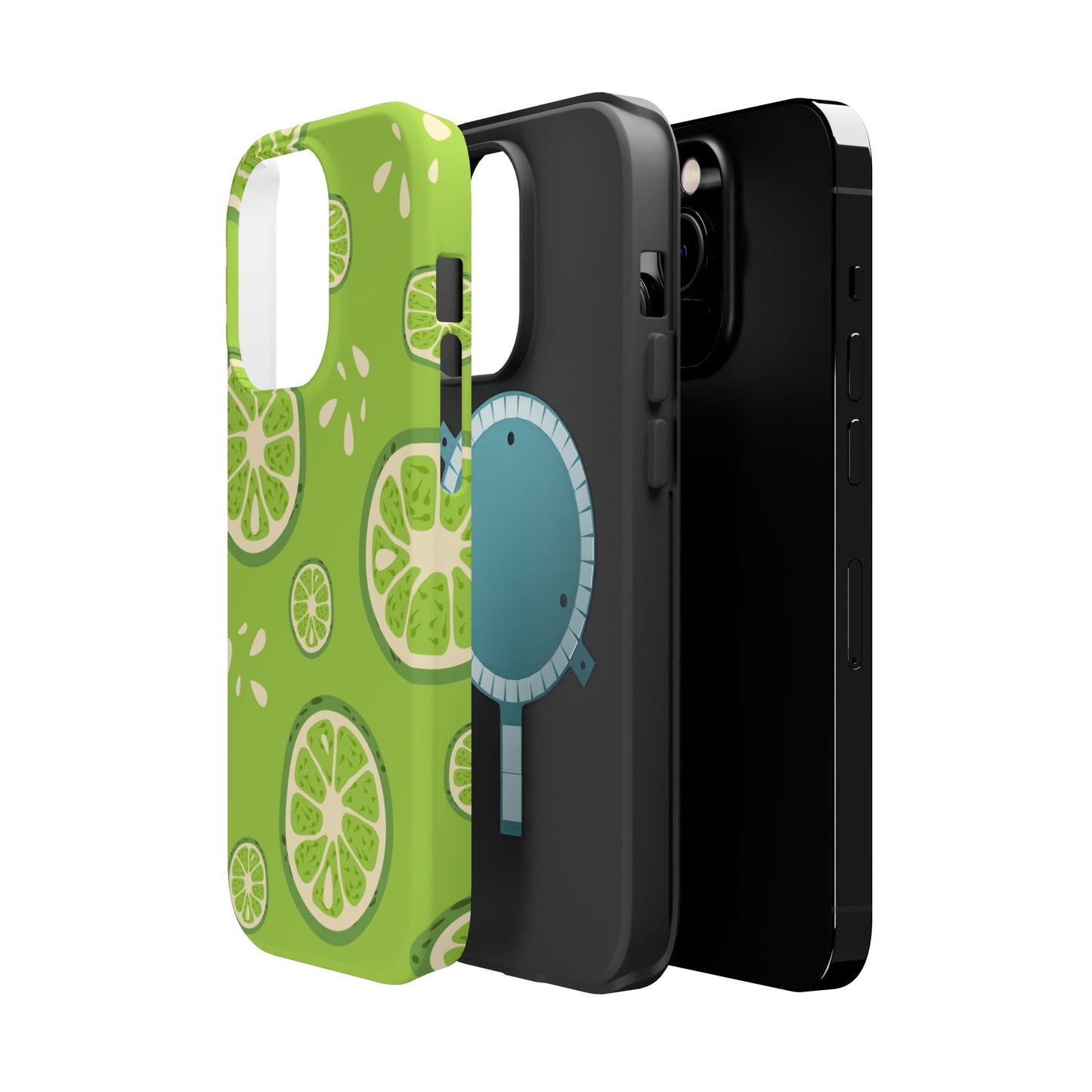 Zesty Lime Splash Tough MagSafe iPhone Case – Fresh Citrus Design, Dual-Layer Protection