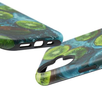 Tropical Kiwi Splash MagSafe iPhone Case – Tough Dual-Layer, Vibrant Summer Design