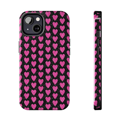 Glitter Pink Hearts iPhone Case