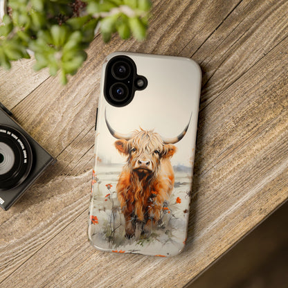 Cutest Highland Cow & Flowers Phone Case!