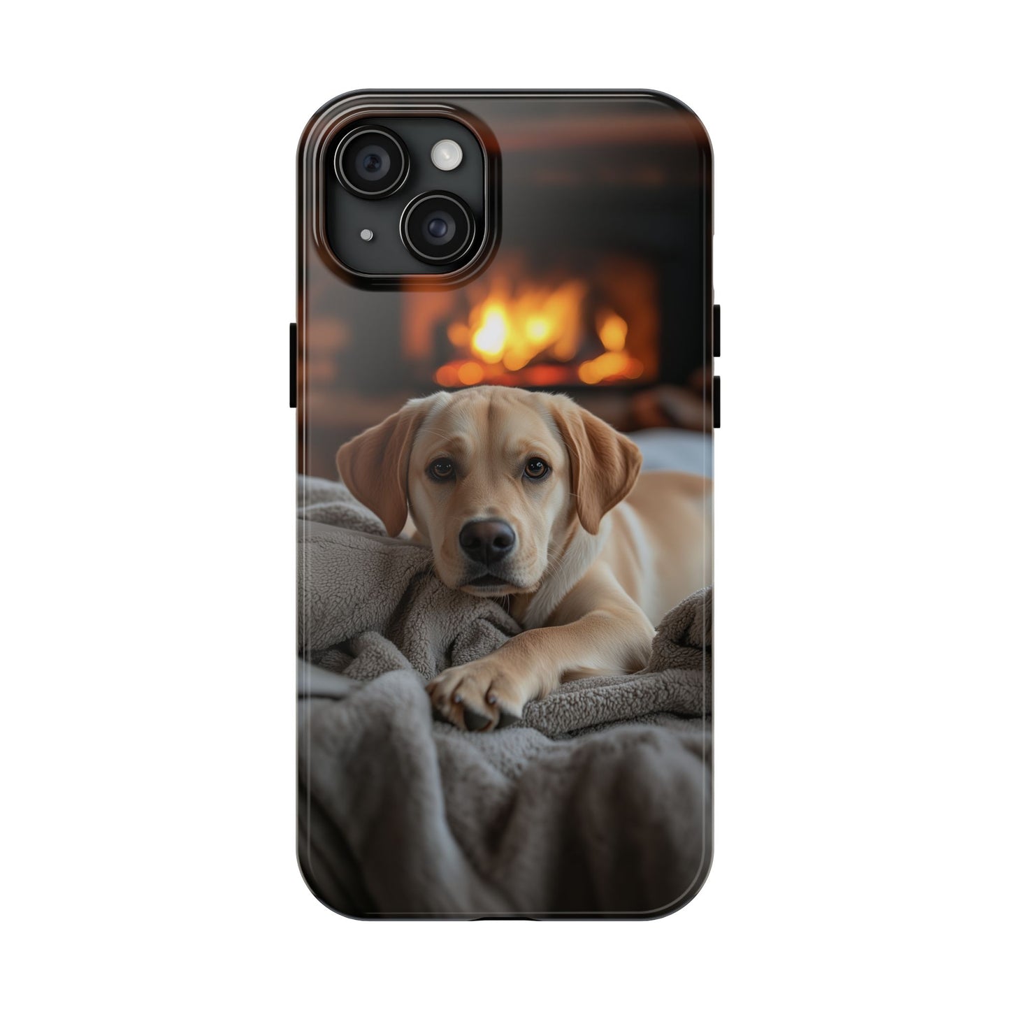 Cozy Golden Retriever by the Fireplace - iPhone Series Case