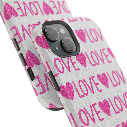 Pink Glitter Love Pattern – MagSafe iPhone Case