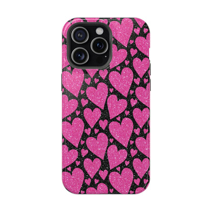 Glitter Hearts MagSafe iPhone Case