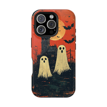 Haunted House & Ghosts MagSafe iPhone Case – Spooky Halloween Full Moon Design