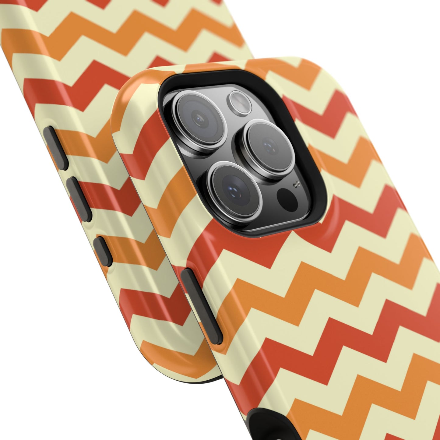 Warm Sunset Chevron – Orange, Red & Cream Geometric MagSafe iPhone Case