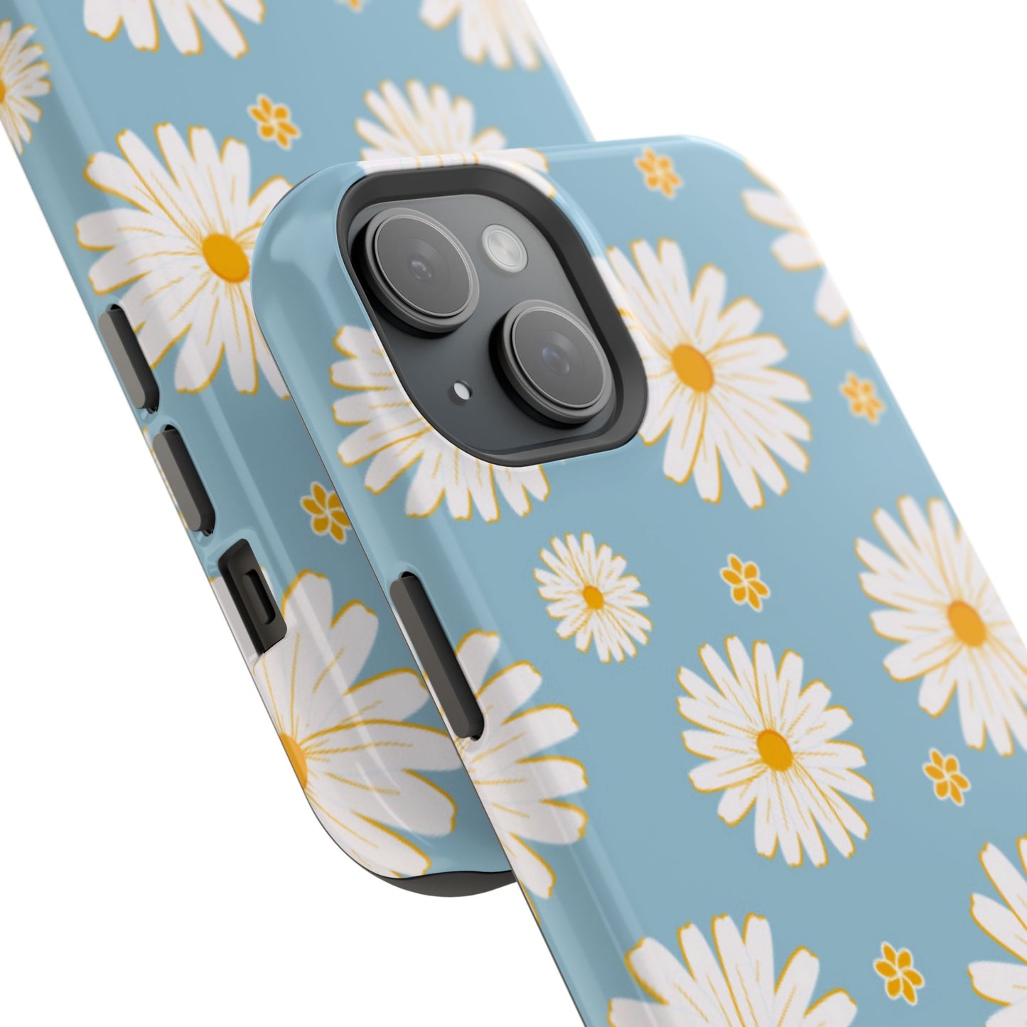 Bright Daisy MagSafe iPhone Case – Light Blue Background, Shockproof and Slim Design