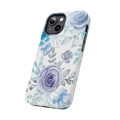 Elegant Blue & Violet Roses iPhone Case – Luxurious Floral Design for Chic Device Protection