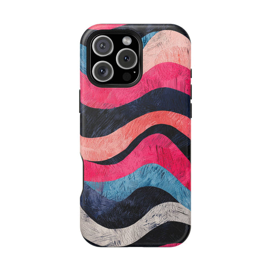 Abstract Wave Pattern MagSafe iPhone Case – Shockproof, Matte Finish, Dual-Layer Protection