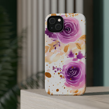 Soft Purple & Gold Floral Splash - MagSafe iPhone Series Case