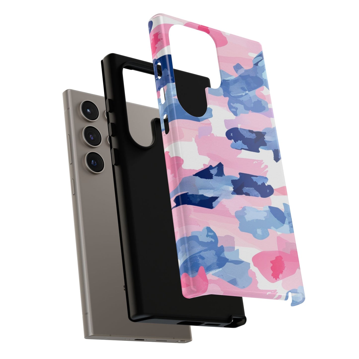 Samsung Galaxy Case: Dynamic Pink & Navy Brushstroke Art