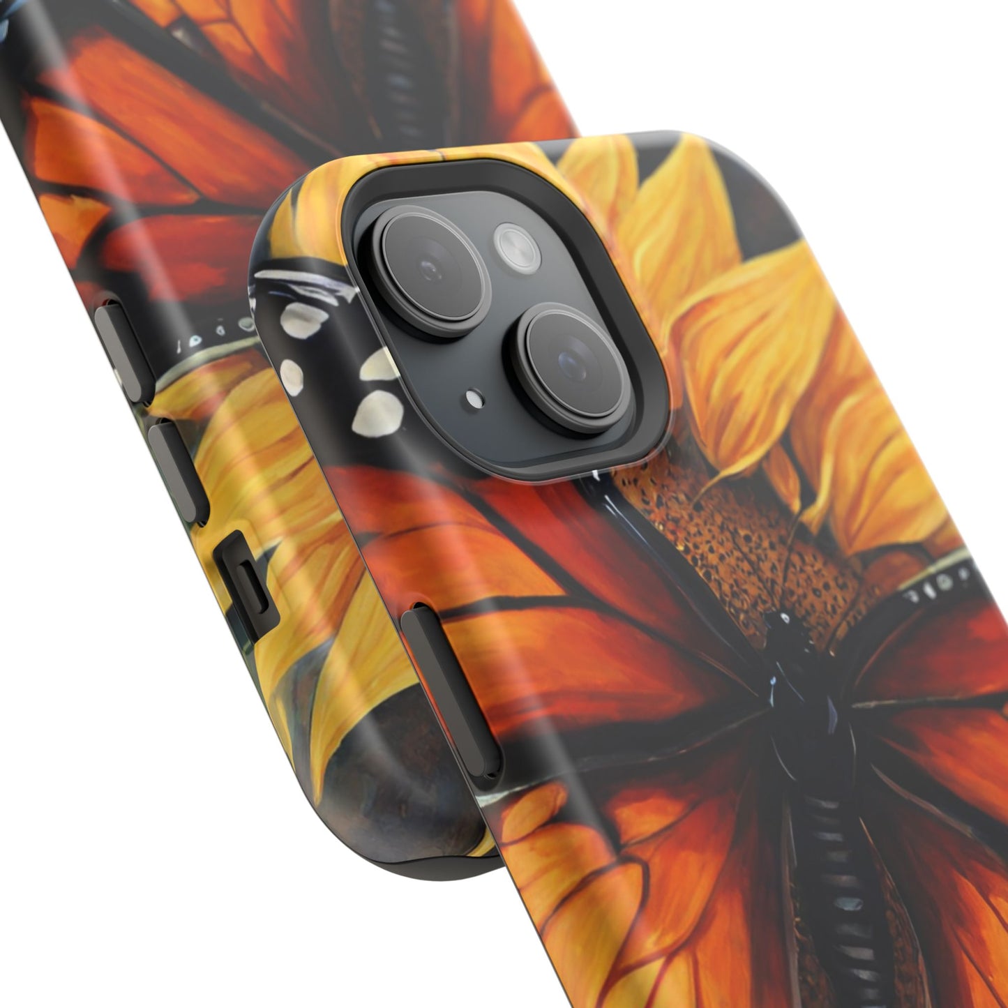 Monarch Butterfly & Sunflower Art – MagSafe iPhone Case