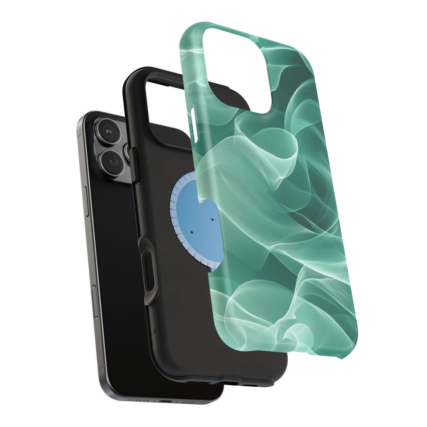 Emerald Flow MagSafe iPhone Case – Translucent Green Fabric-Inspired Design