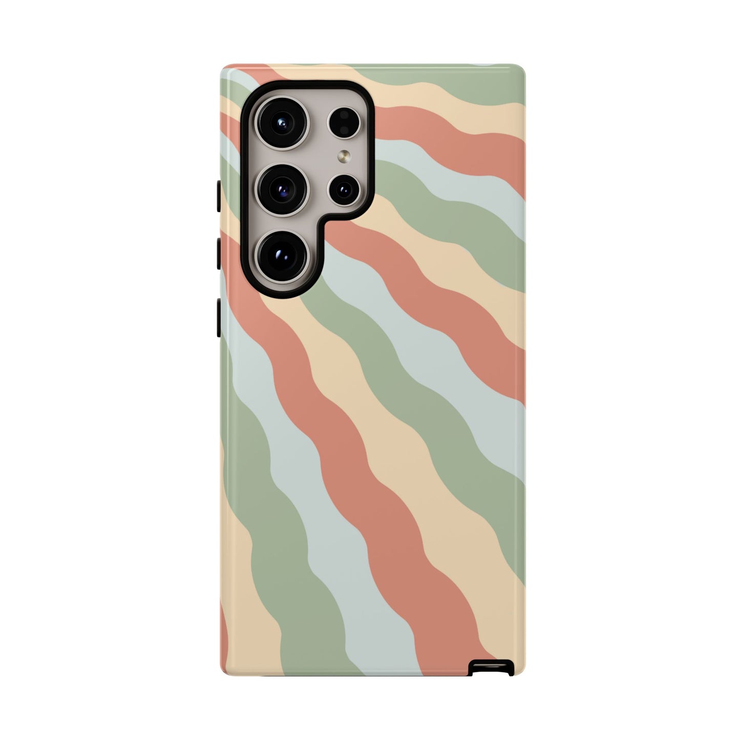 Earthy Retro Waves Samsung Galaxy Case – 70s-Inspired Wavy Stripes in Soft Green, Cream, and Rust