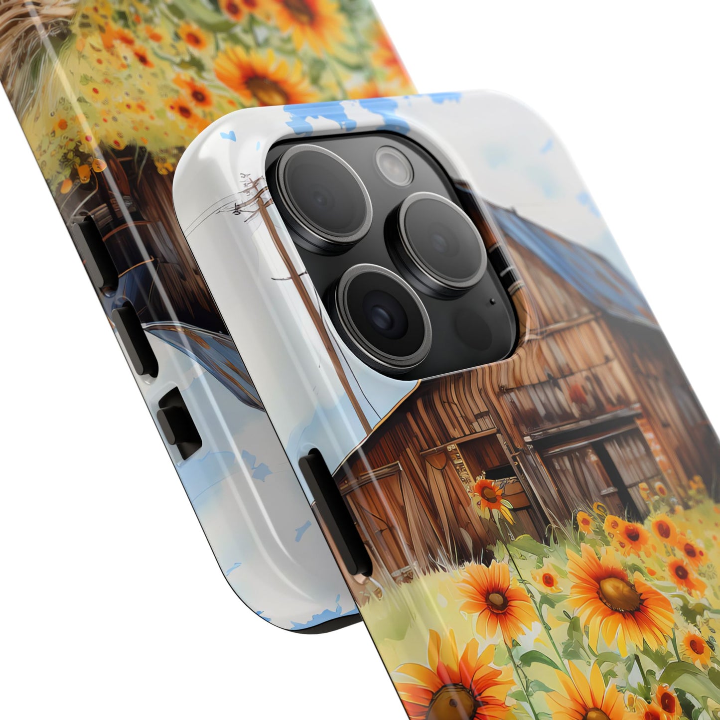 Country Road Sunflower iPhone Case: Rustic Barnyard Design, Cute Floral Case