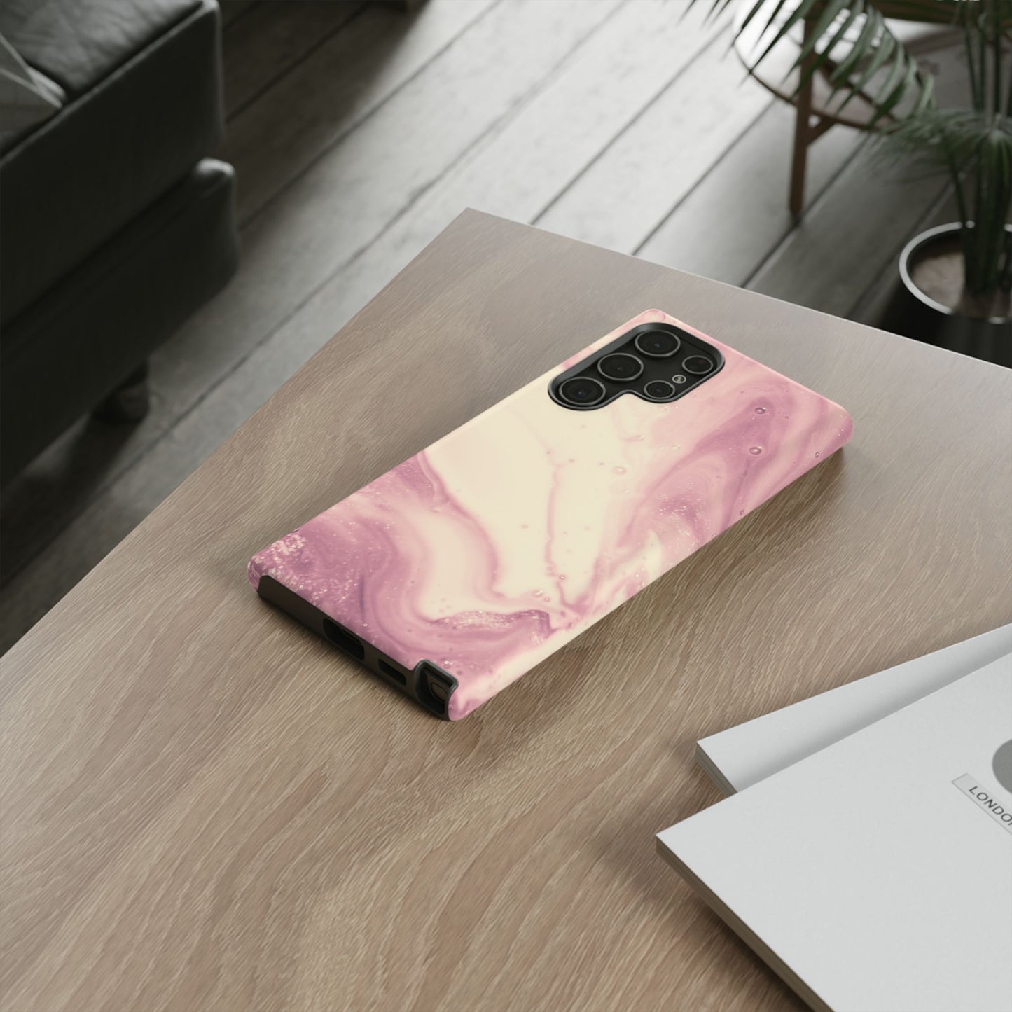 Blush Marble Glow – Samsung Galaxy Case with Rose Gold Swirl Design