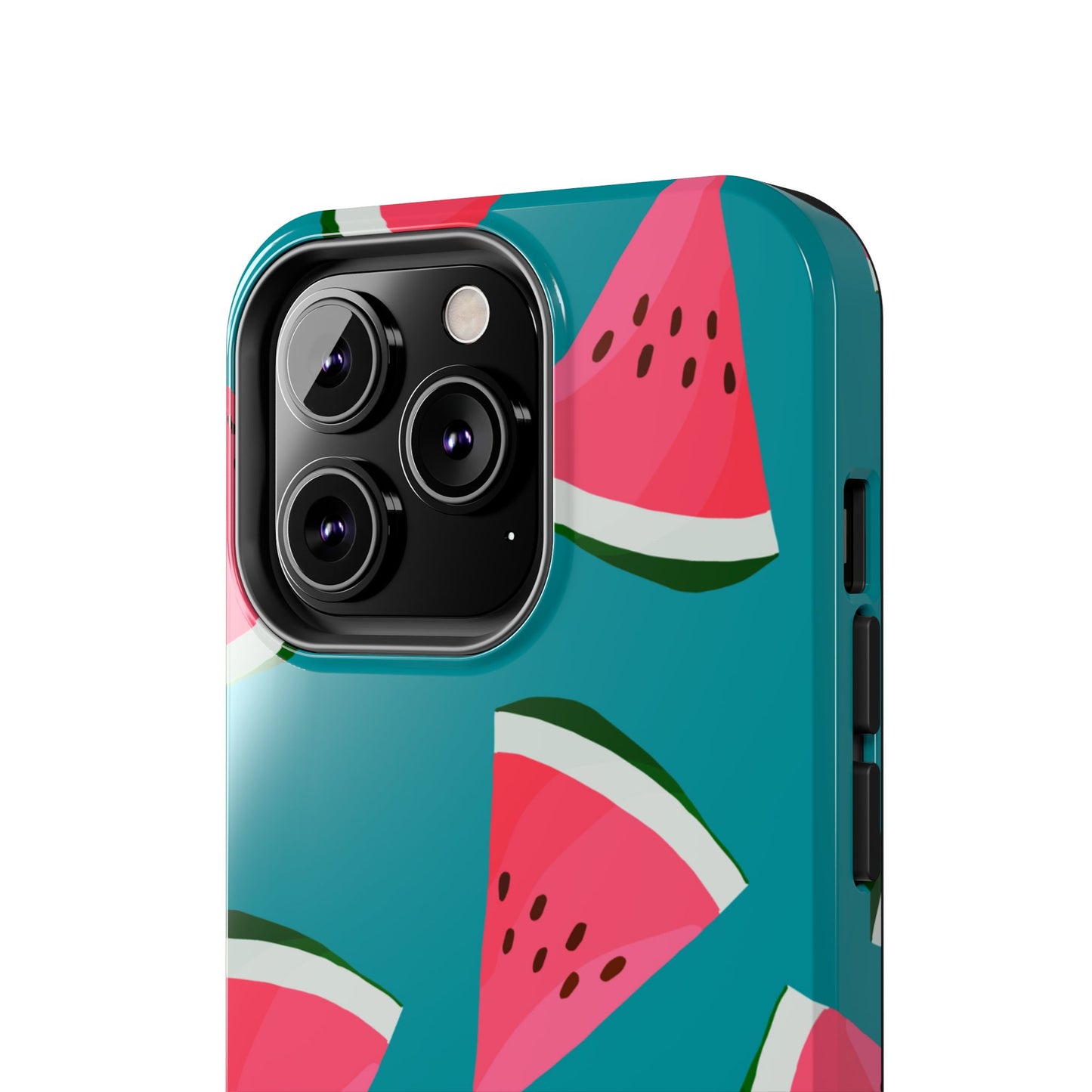 Watermelon Bliss iPhone Case – Vibrant Summer Fruit Design on Teal Background