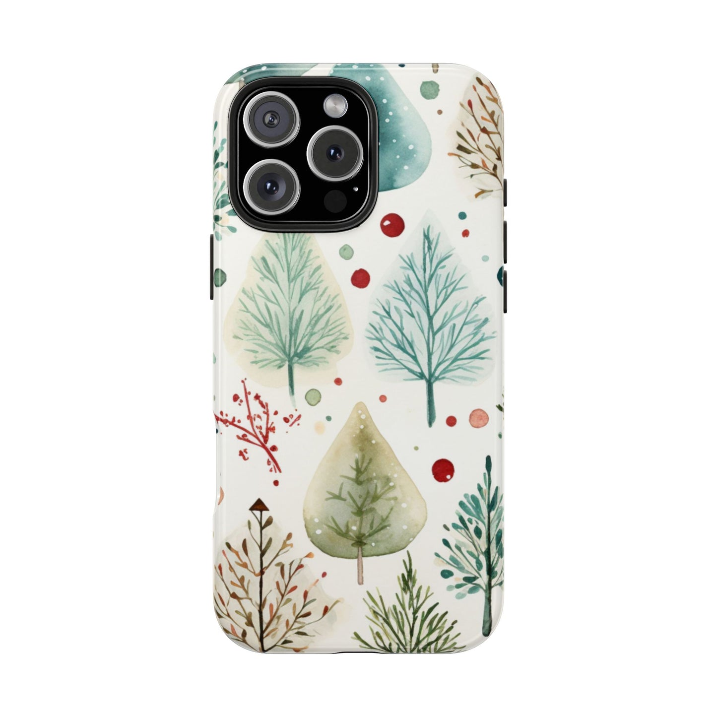 Watercolor Winter Trees iPhone Case – Nature-Inspired, Holiday Theme Protective Cover