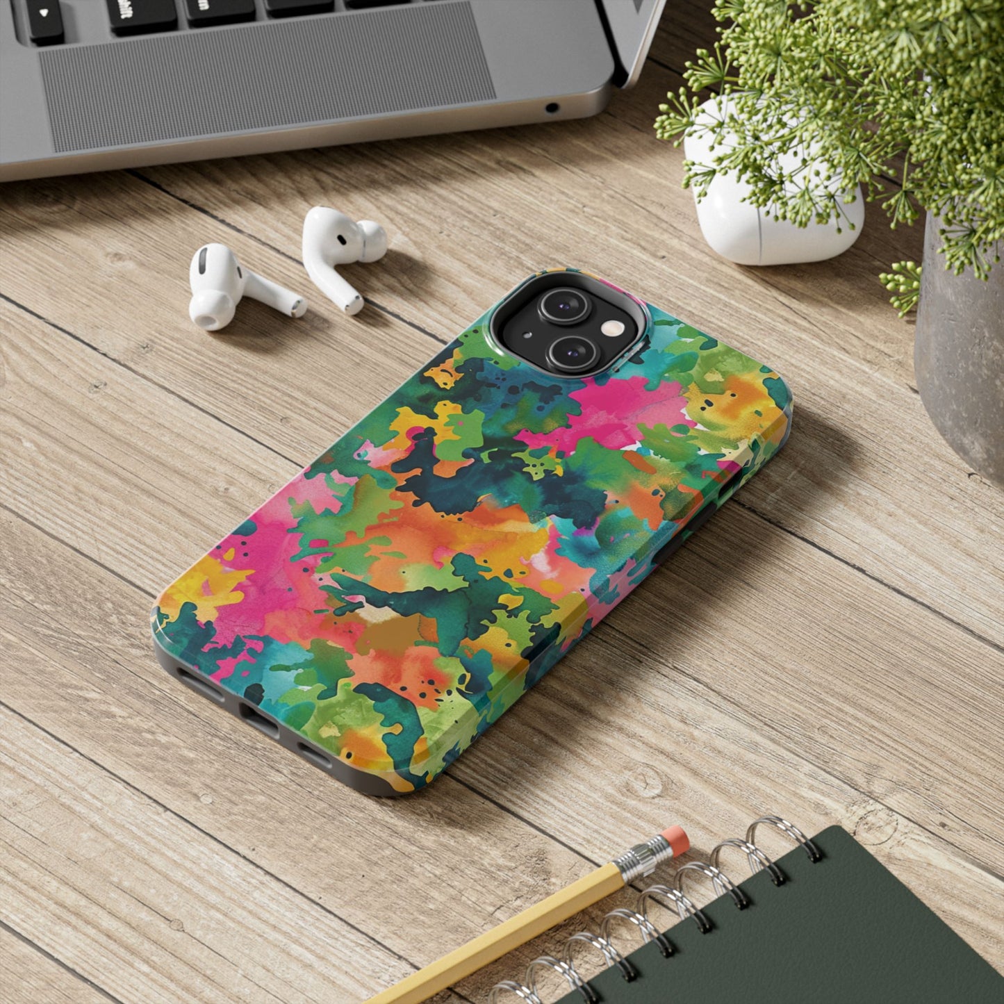 Vibrant Watercolor Splash iPhone Case – Bold Multicolor Artistic Design