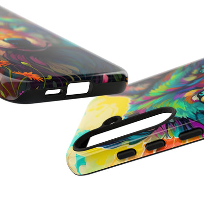 Rainbow Wolf in Bloom – Samsung Galaxy Case with Vivid Nature Design