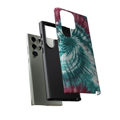 Teal and Pink Spiral Tie-Dye Samsung Galaxy Case – Boho Chic Design