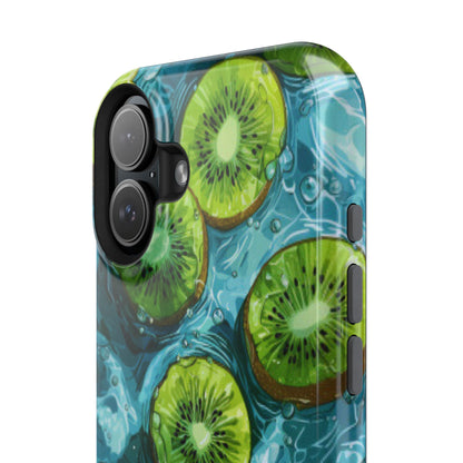 Tropical Kiwi Splash MagSafe iPhone Case – Tough Dual-Layer, Vibrant Summer Design