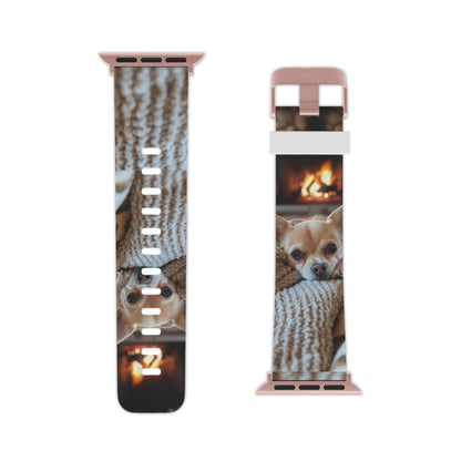 Relaxing Chihuahua by Fireplace Apple Watch Band