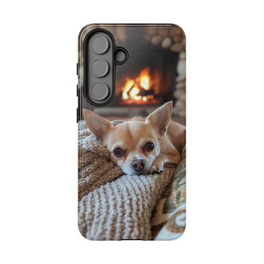 Relaxing Chihuahua by Fireplace Samsung Galaxy Case – Cozy and Protective Design