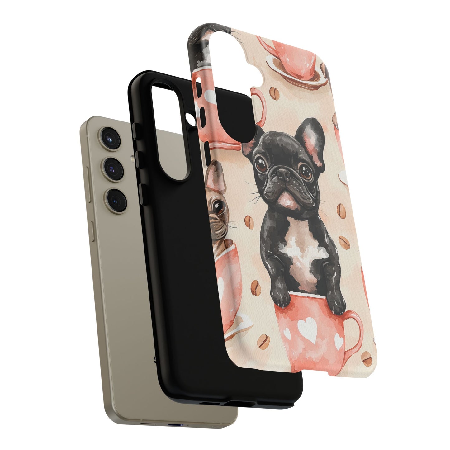 French Bulldog in Coffee Cup  Samsung Galaxy  Case – Cute Dog Art, Shockproof & Slim Design