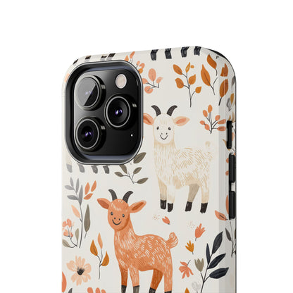 iPhone Case: Smiley Goats & Dried Flowers – Vintage Charm