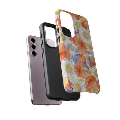 Watercolor Wildflower Pattern Samsung Galaxy Case – Durable Matte Finish with Daisy, Poppy & Cornflower Design