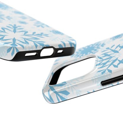 Frosty Blue Snowflakes iPhone Case – Shockproof, Smooth Matte Finish, Dual-Layer Design