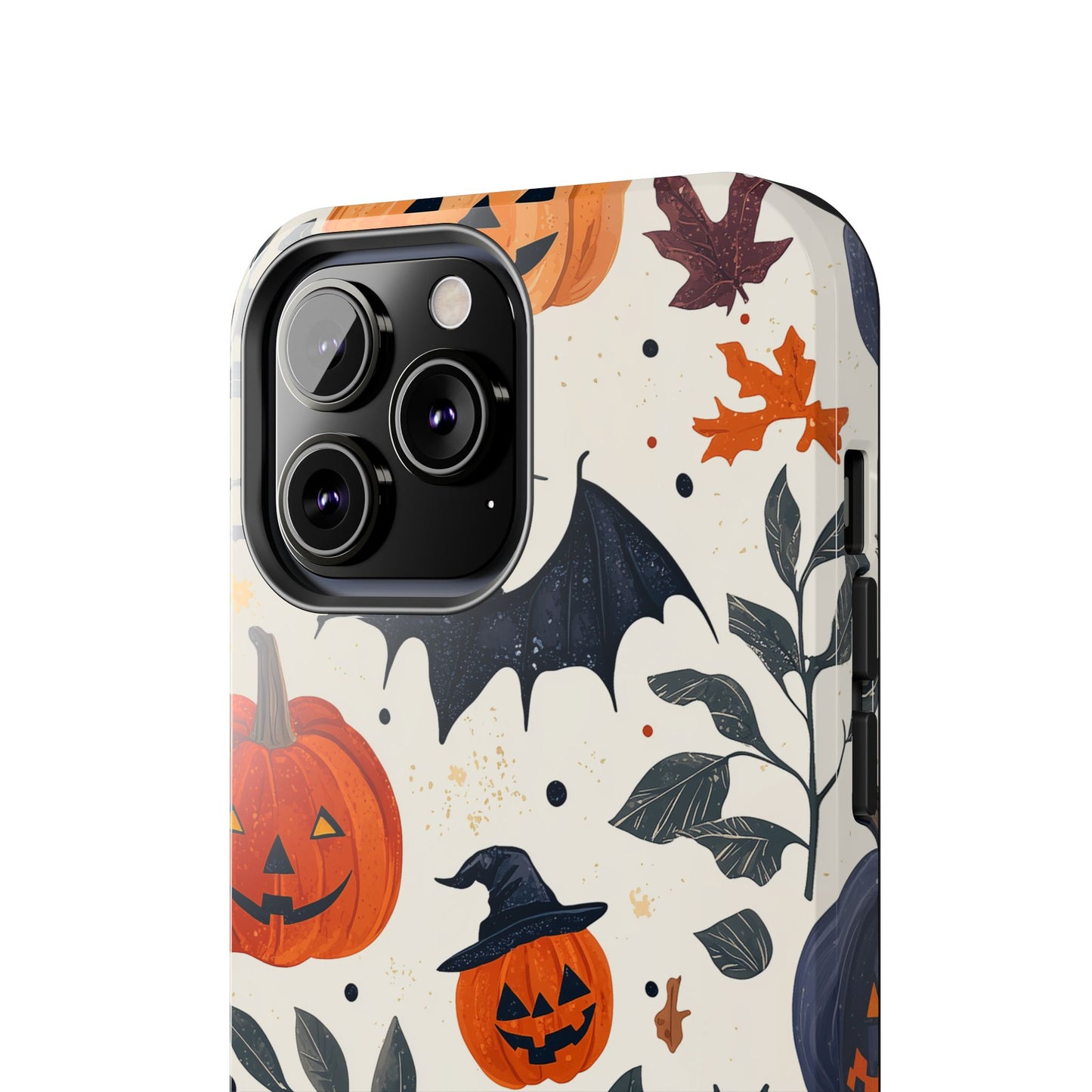 Spooky Halloween iPhone Case – Pumpkins, Bats, and Spider Design