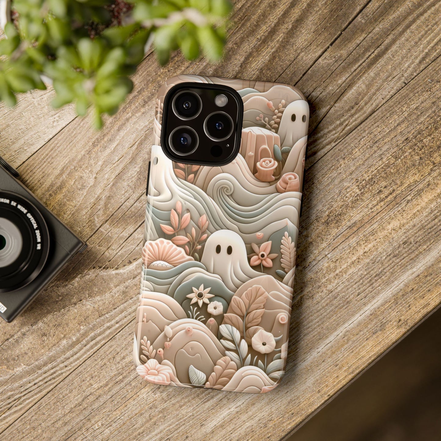 Boho Ghost Phone Case - Aesthetic Floral Protection Meets Whimsical Charm - Fits All iPhones, Samsung Galaxy, & Google Pixel. Premium Cases! - BOGO Cases