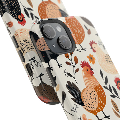 MagSafe iPhone Case: Cluckin' Vintage – Chickens & Leaves