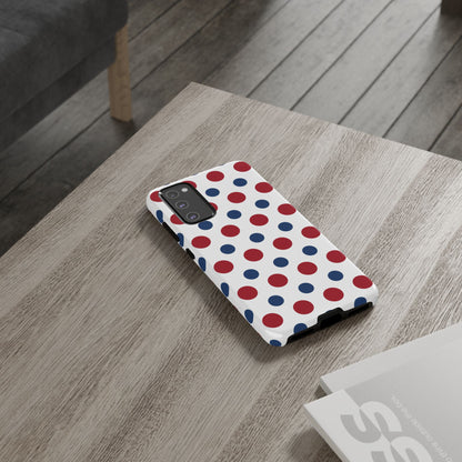 Patriotic Navy, White, and Red Polka Dot Samsung Galaxy Case