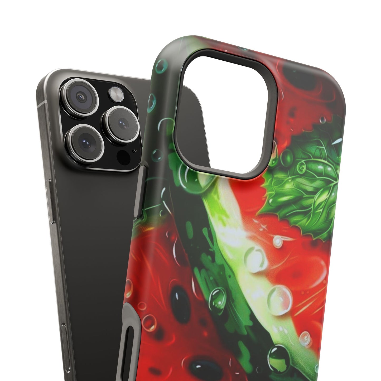 Juicy Watermelon & Mint MasSafe iPhone Case – Tough Dual-Layer, Vibrant Summer Design