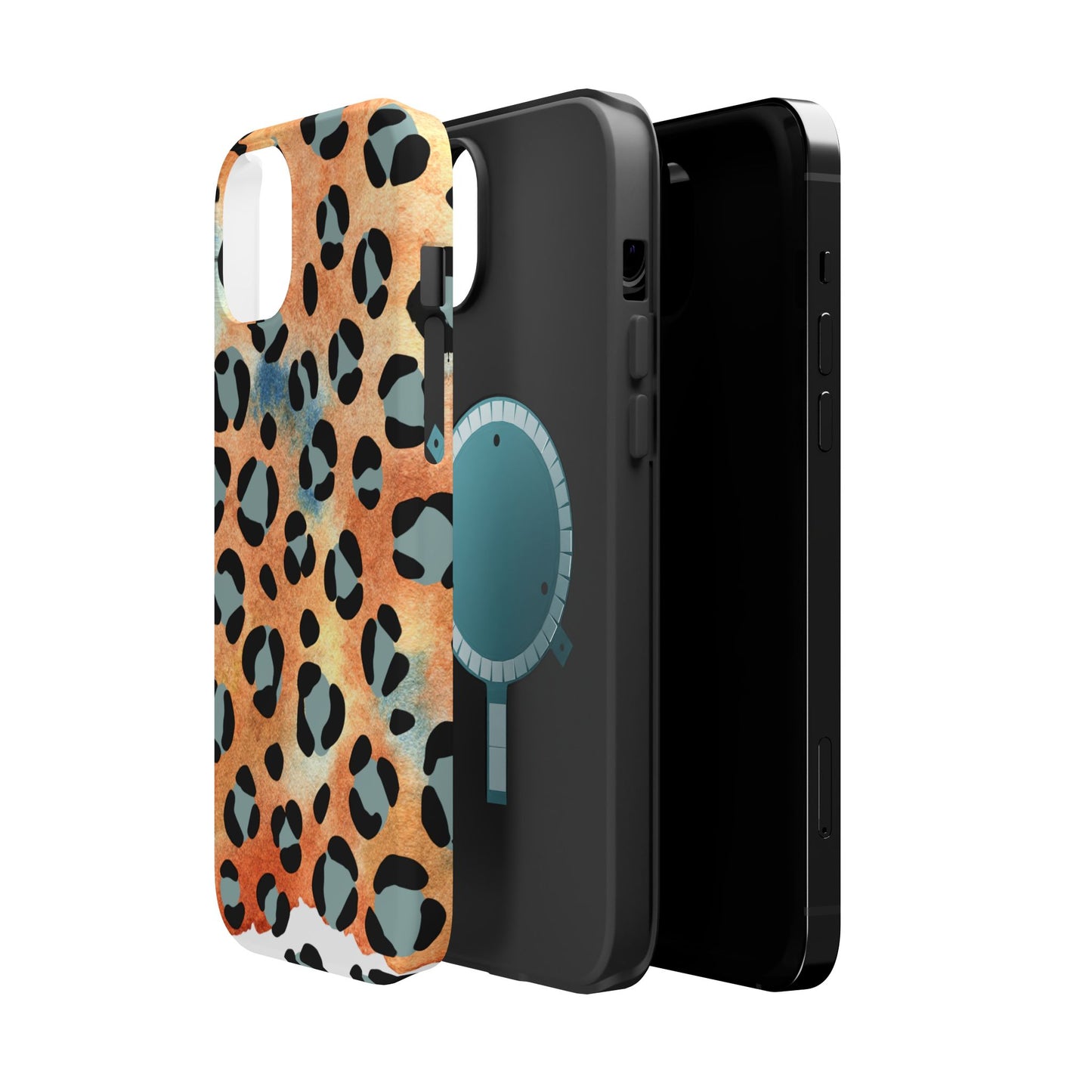 Sunset Watercolor Leopard Print Tough MagSafe iPhone Case – Artistic Animal Pattern with Dual-Layer Protection