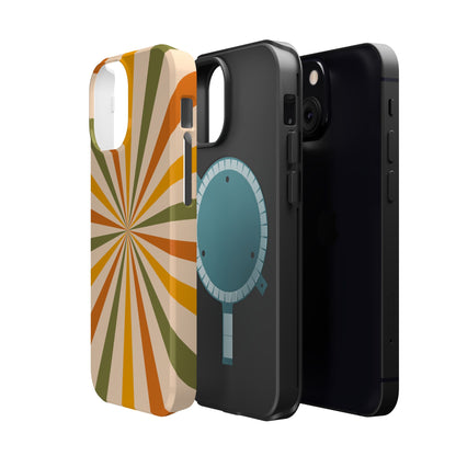 Retro Sunburst MagSafe iPhone Case – Bold Geometric Design, Durable Shockproof Protection